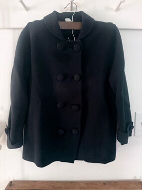 J. Crew Women's Black Double-Breasted Pea Coat